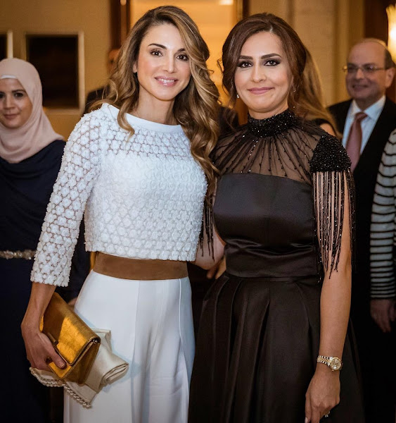 Queen Rania and JRF Director General Enaam Barrishi attend fundraiser gala dinner at the Four Seasons Hotel Amman