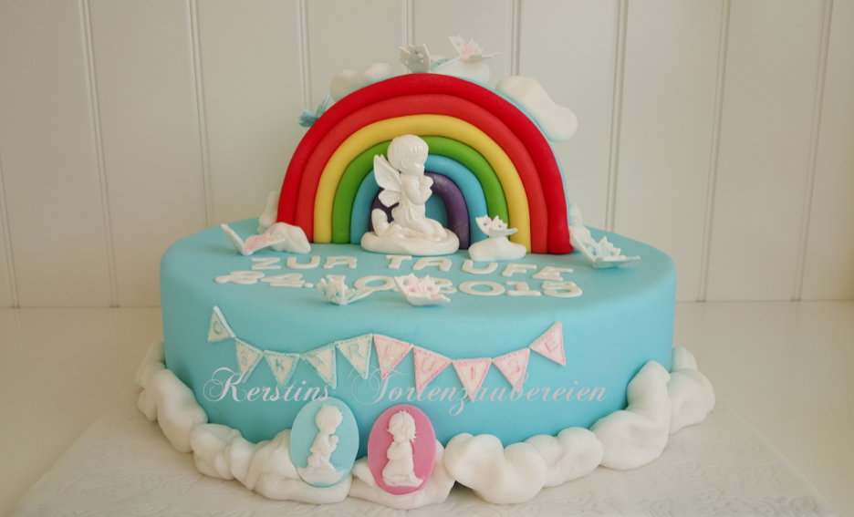 Tauftorte mit Regenbogen für Zwillinge