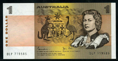 Australian banknotes currency dollar Queen Elizabeth