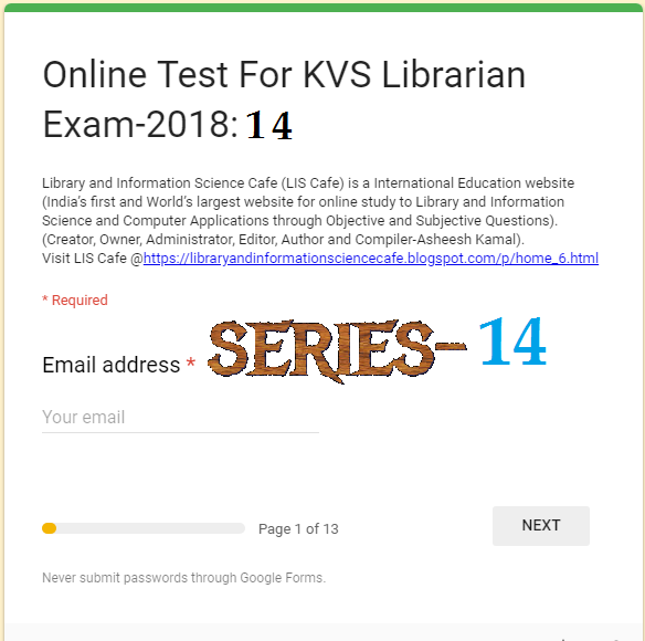 Online Test For KVS Librarian Exam2018Series14