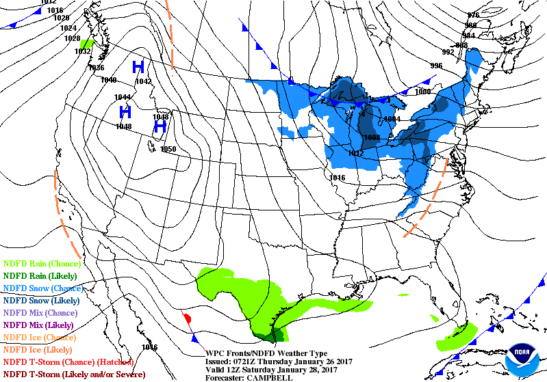National Surface Map for Saturday Jan 28th National Surface Map for Saturday Jan 28th