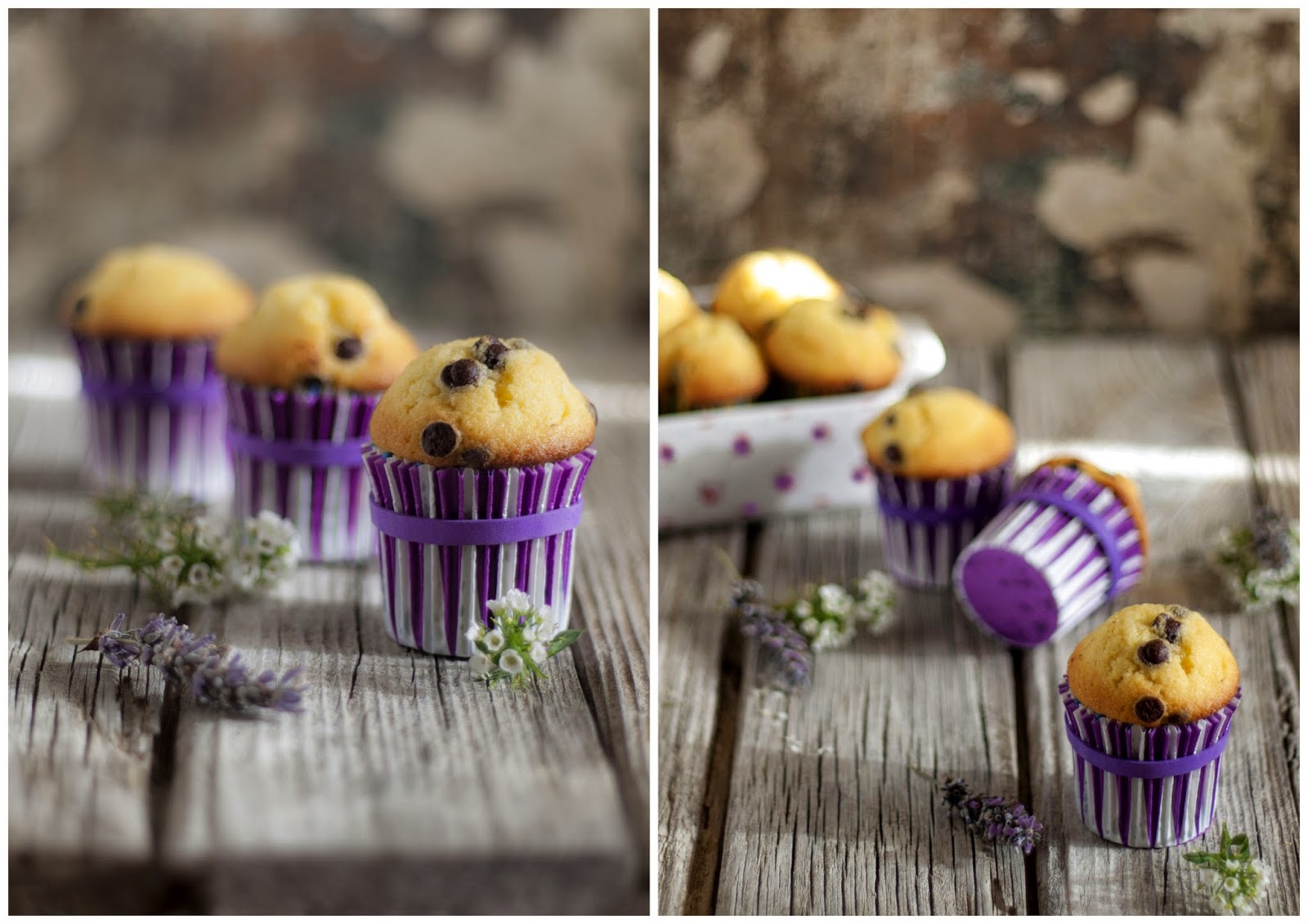 Bocados dulces y salados Muffins con gotas de chocolate