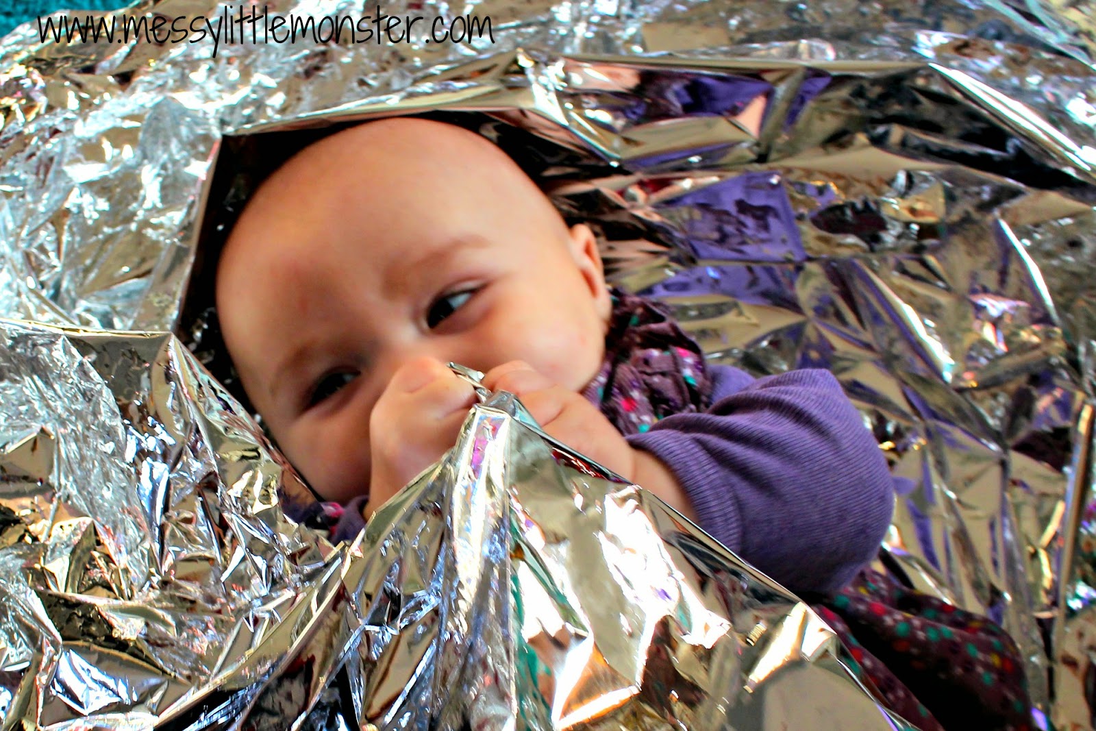Baby Games with a Foil Blanket Messy Little Monster