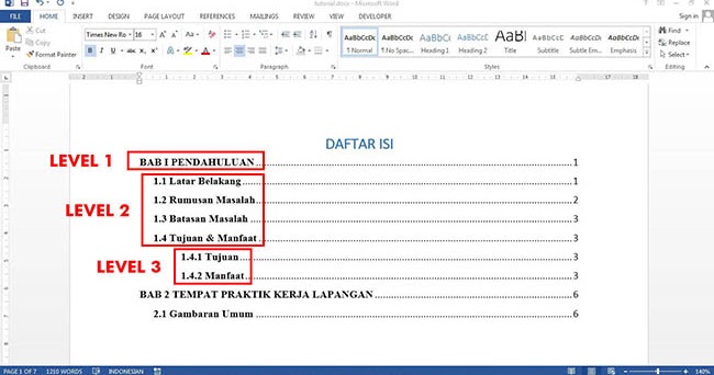 Cara membuat Daftar Isi Otomatis Di Microsoft Word