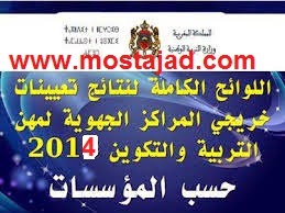 النتائج النهائية لتعيين خريجي المراكز الجهوية لسنة 2014 بالمؤسسات