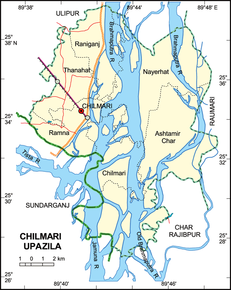 Chilmari Upazila Map Kurigram District Bangladesh