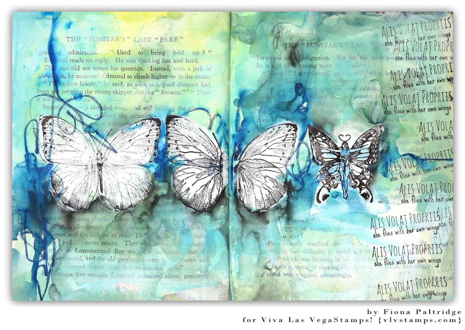 Viva Las VegaStamps! Watercolor Background and Stamping Journal Page