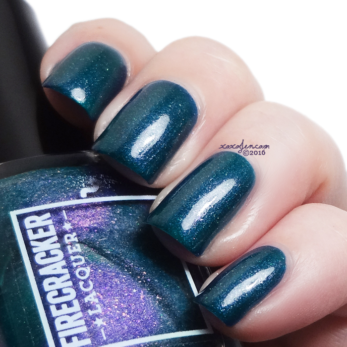 xoxoJen's swatch of Firecracker Lacquer - Teal The End Of Time