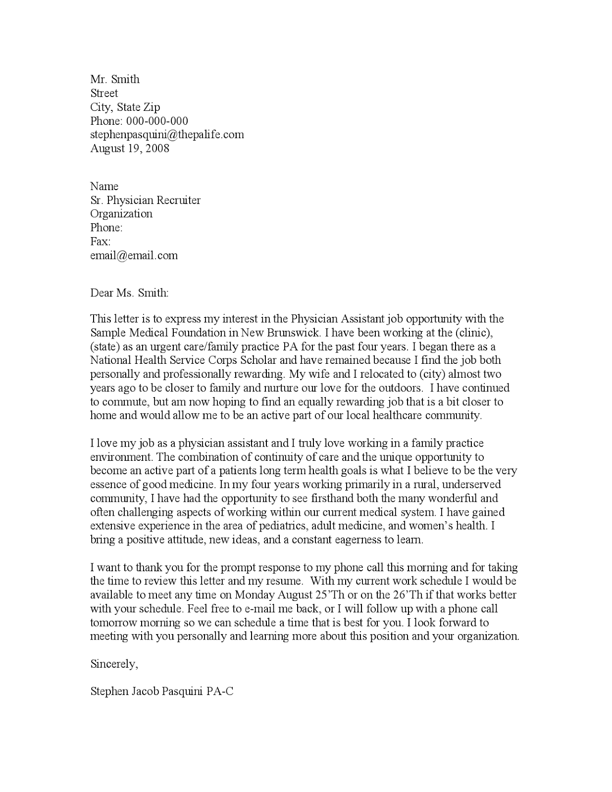 pr cover letters