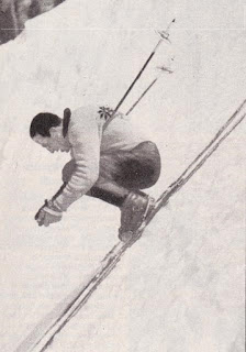 Zeno Colò, pictured on the way to his 1947 skiing world speed record