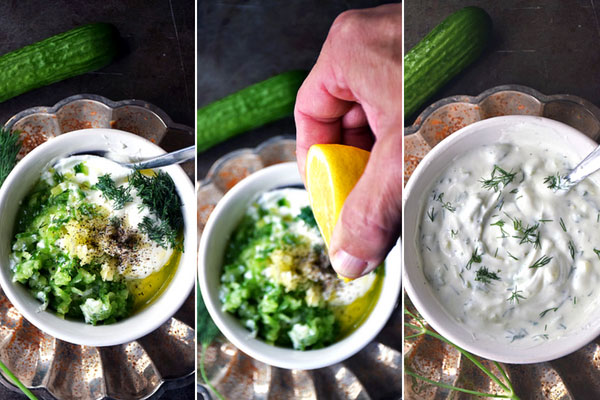 Photo tutorial how to make tzatziki dressing for Gyros salad