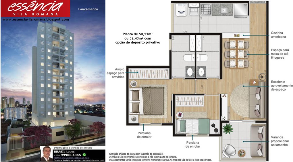 ESSÊNCIA Vila Romana - Apartamentos com 2 dormitórios (1 suíte), 50m² - Vila Romana-São Paulo-SP