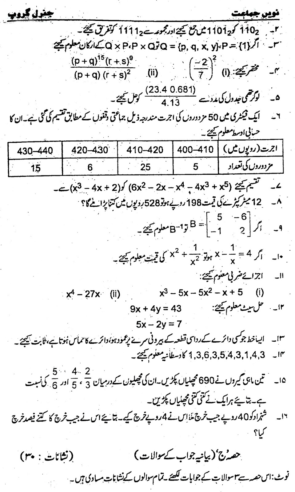 Education Is The Key To Success Mathematics (Urdu) For Class IX (Arts
