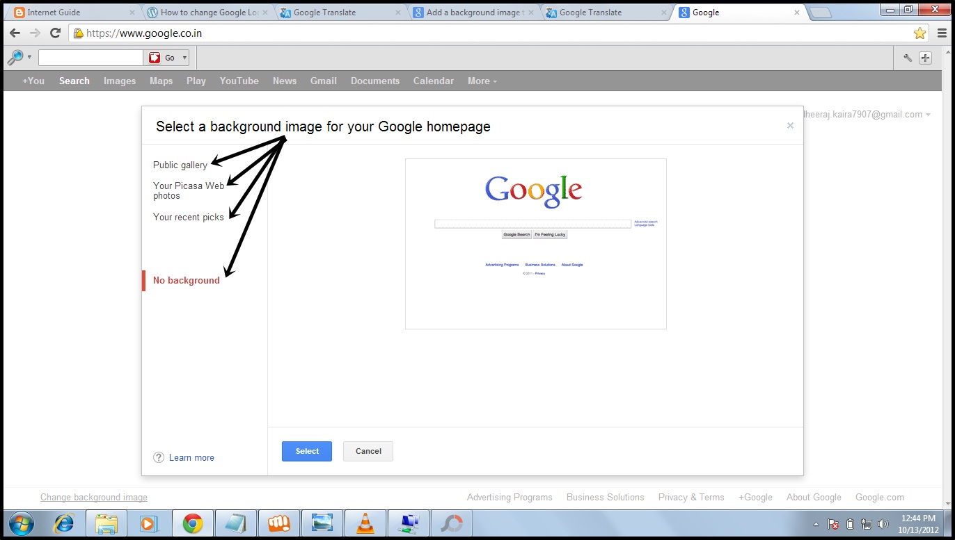 Internet Guide: How to Change Background Image of Google ...