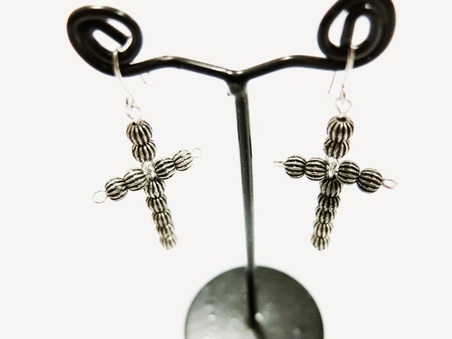 Unique Handmade Jewelry Design ED0055Black Silver Cross