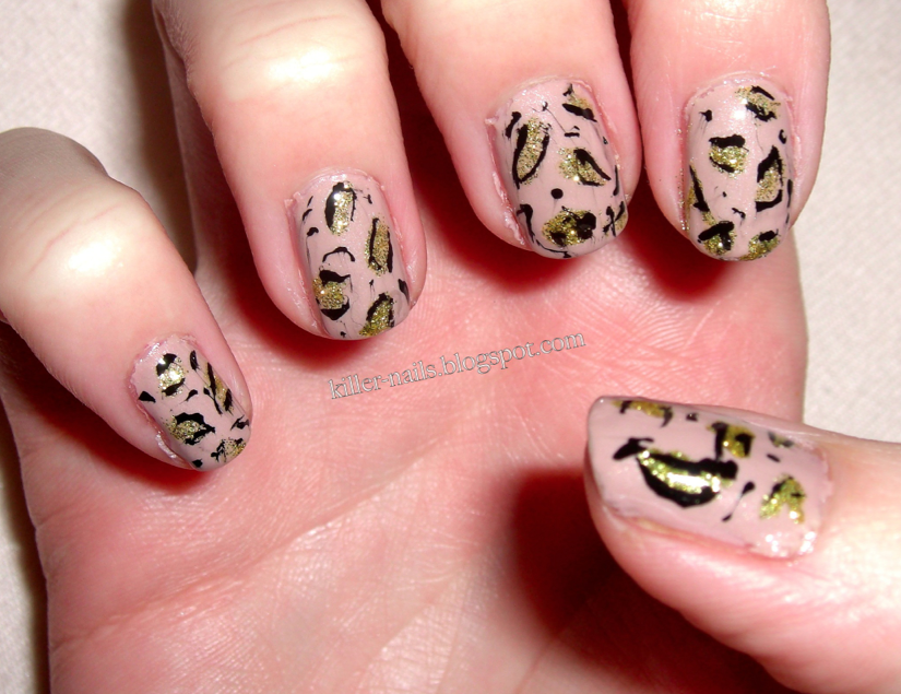 Killer Nails: Gold Glittery Cheetah