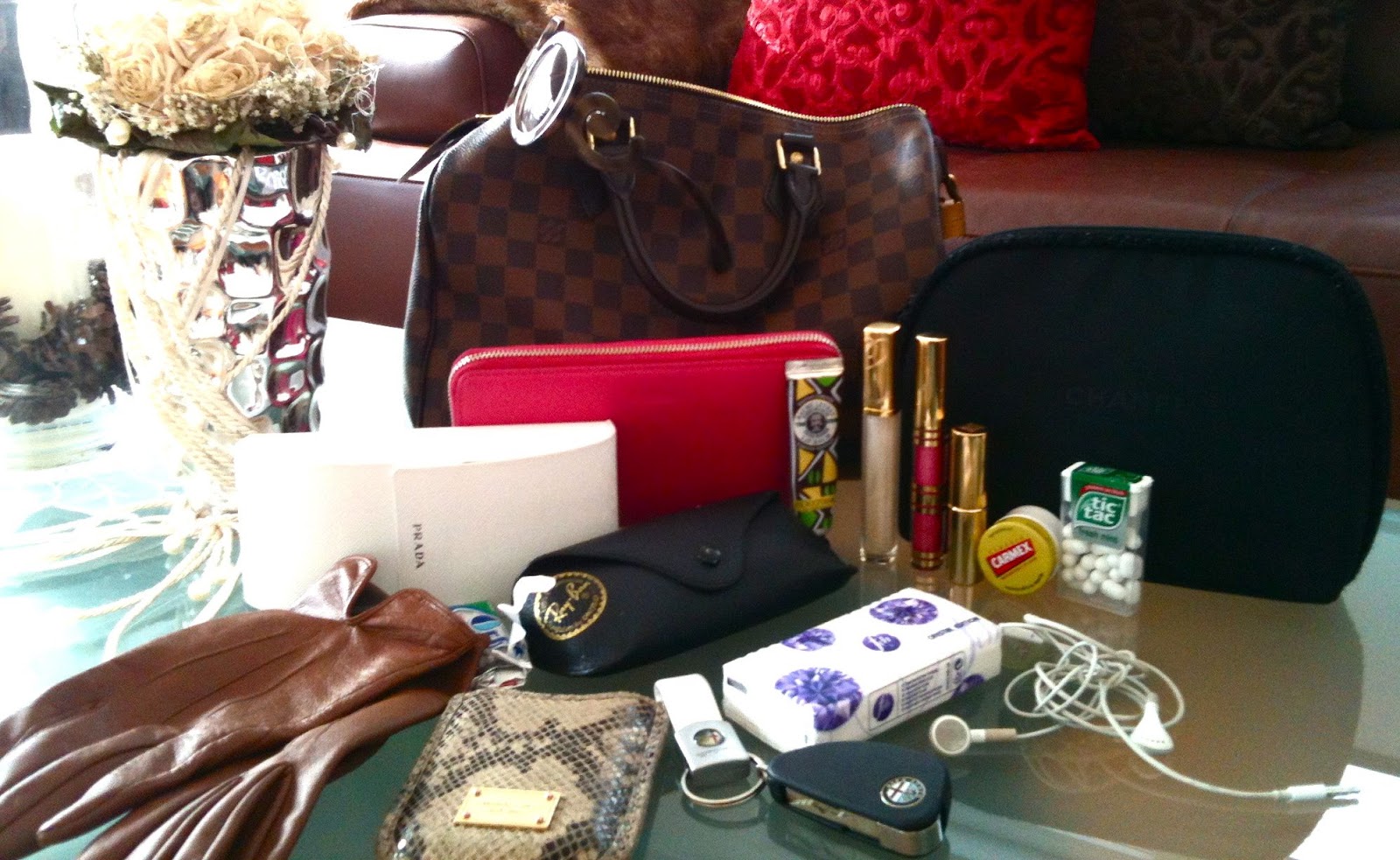 The bag on the table. The bag on the table