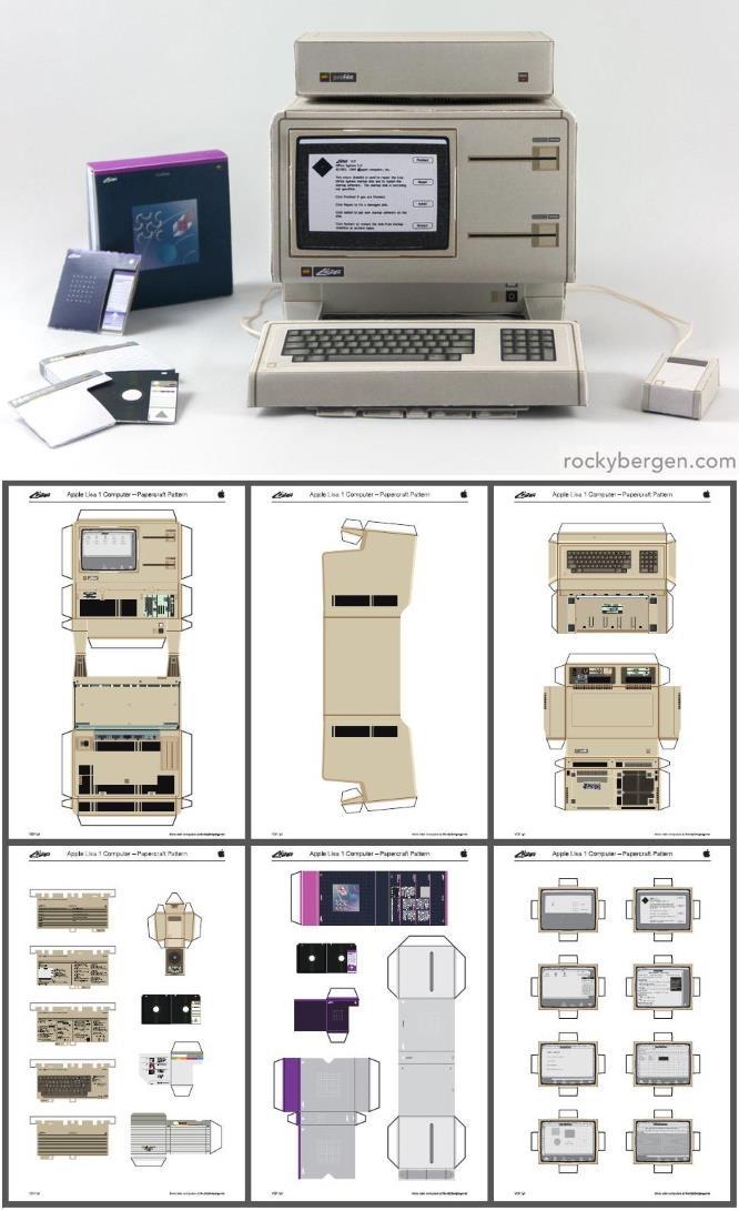 PAPERMAU 1983`s Apple Lisa I Personal Computer Miniature Paper Model by Rocky Bergen