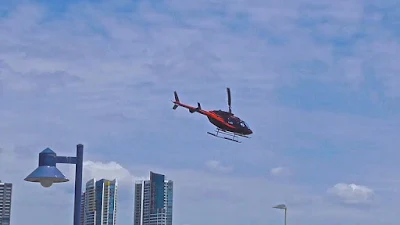 Helicopter near High Rise apartments