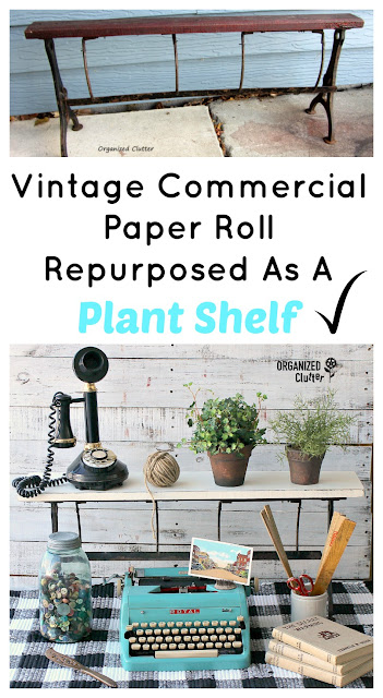 Vintage Commercial Paper Roll Holder Repurposed As A Houseplant Shelf