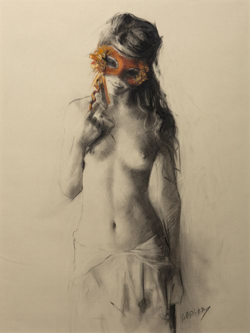 Vicente Romero pinturas mulheres impressionistas seminuas peladas Máscara