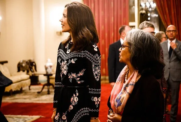 Crown Princess Mary wore a floral embroidered midi dress by Vilshenko. President of Ethiopia Sahle-Work Zewde