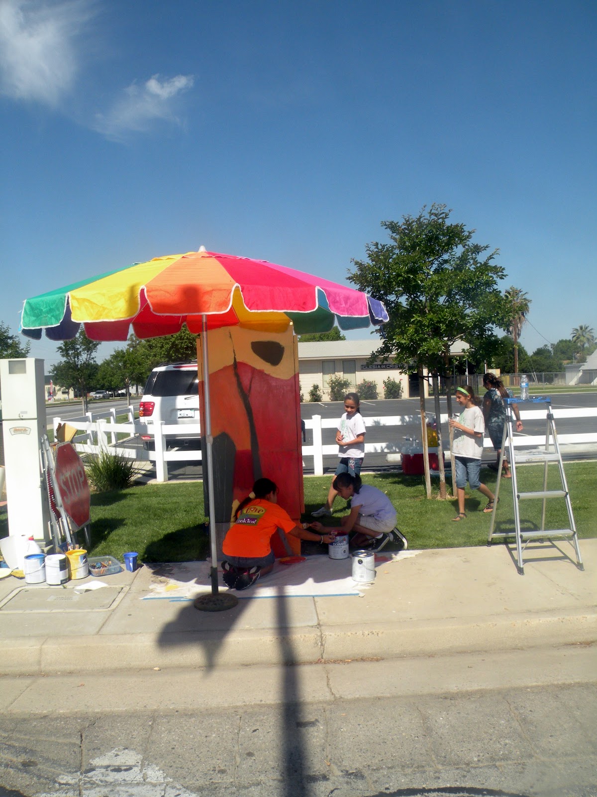 Girl Scout Troop 2447 Painting Traffic Signal Boxes....!