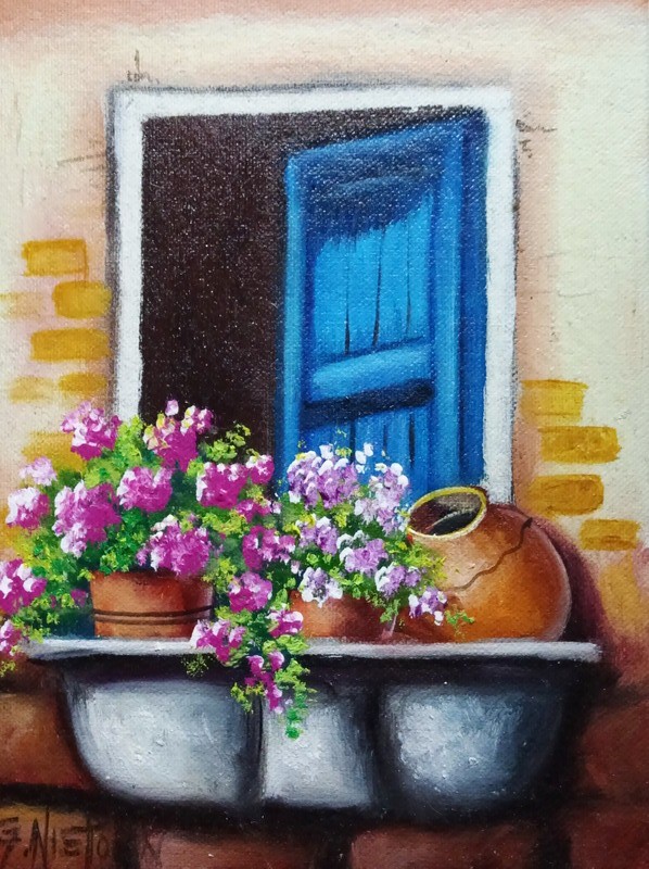 Cuadros Modernos Pinturas y Dibujos : Cuadros de Balcones y Fachadas