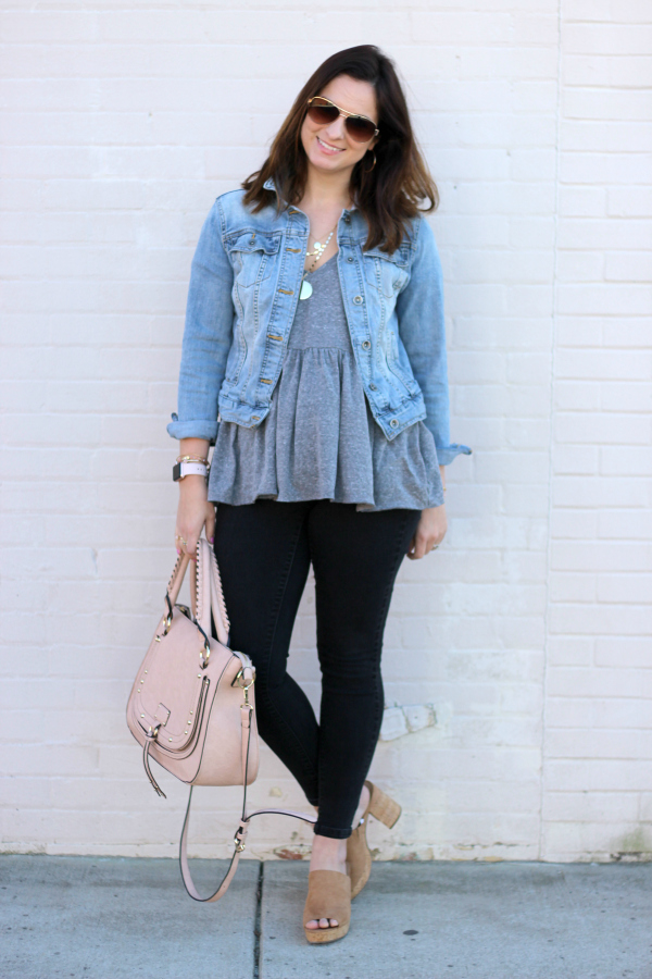 style on a budget, spring style, mom style, north carolina blogger, spring outfit, peplum top