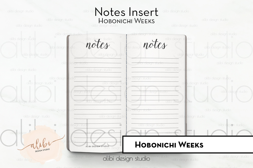 Free Notes Insert Hobonichi Weeks Freebie Alibi Design Studio