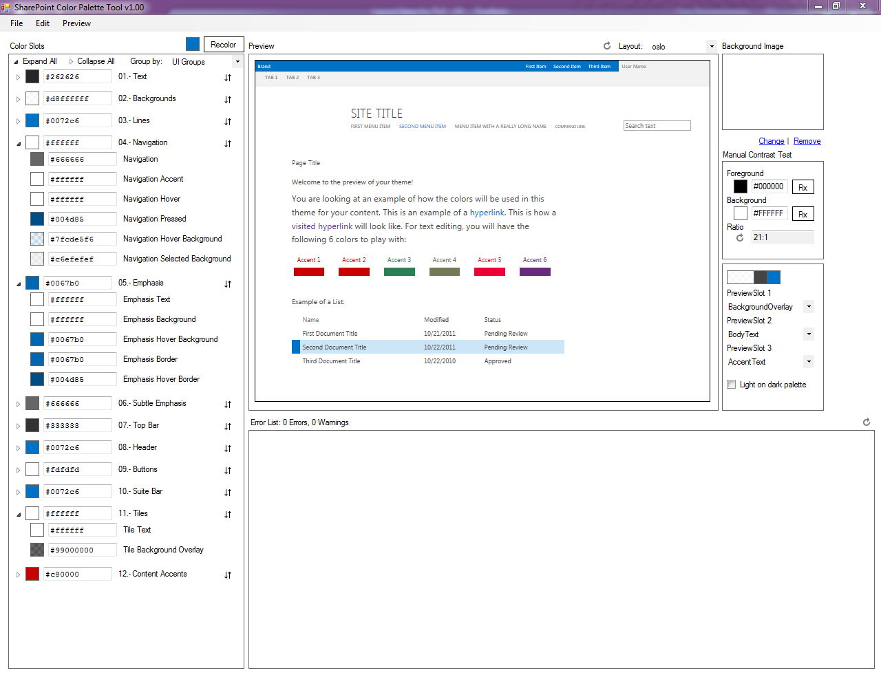 SharePoint Color Palette Tool SysAdmin Blog