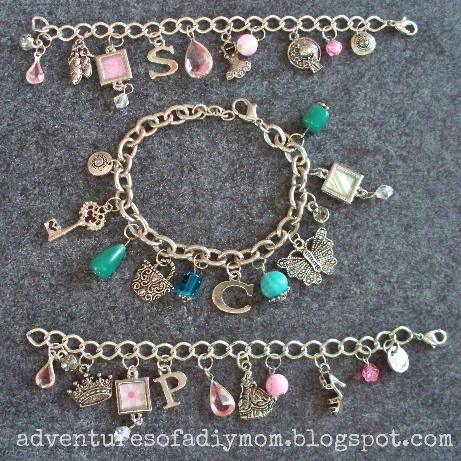 DIY Beaded Charm Bracelet with wire, crimp beads, & clasps ♥