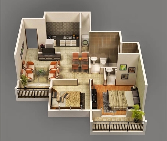  Desain  3D Interior  Rumah  Type 36 yang Keren
