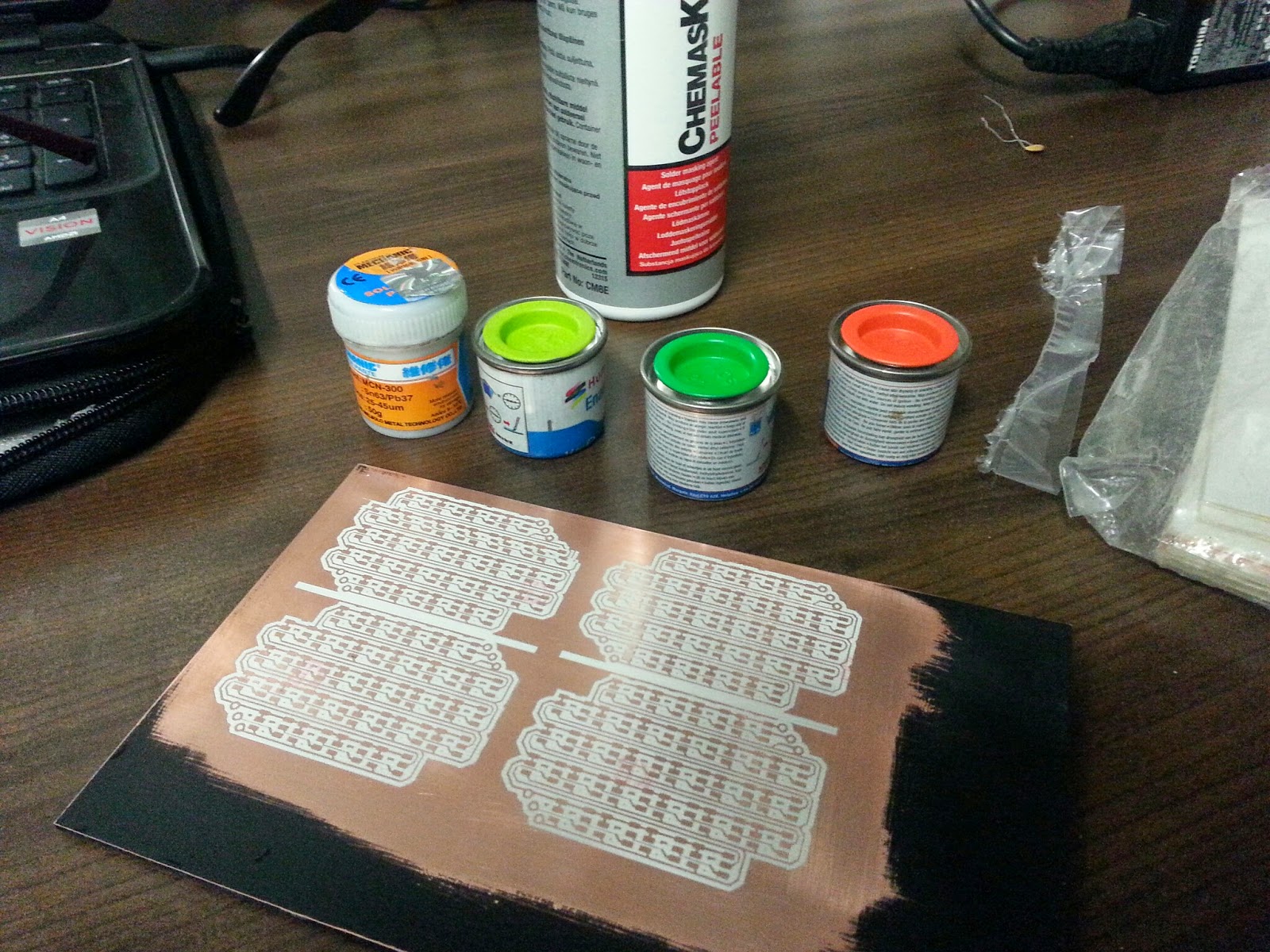 Nerd Club Testing homebrew solder resist with enamel paint