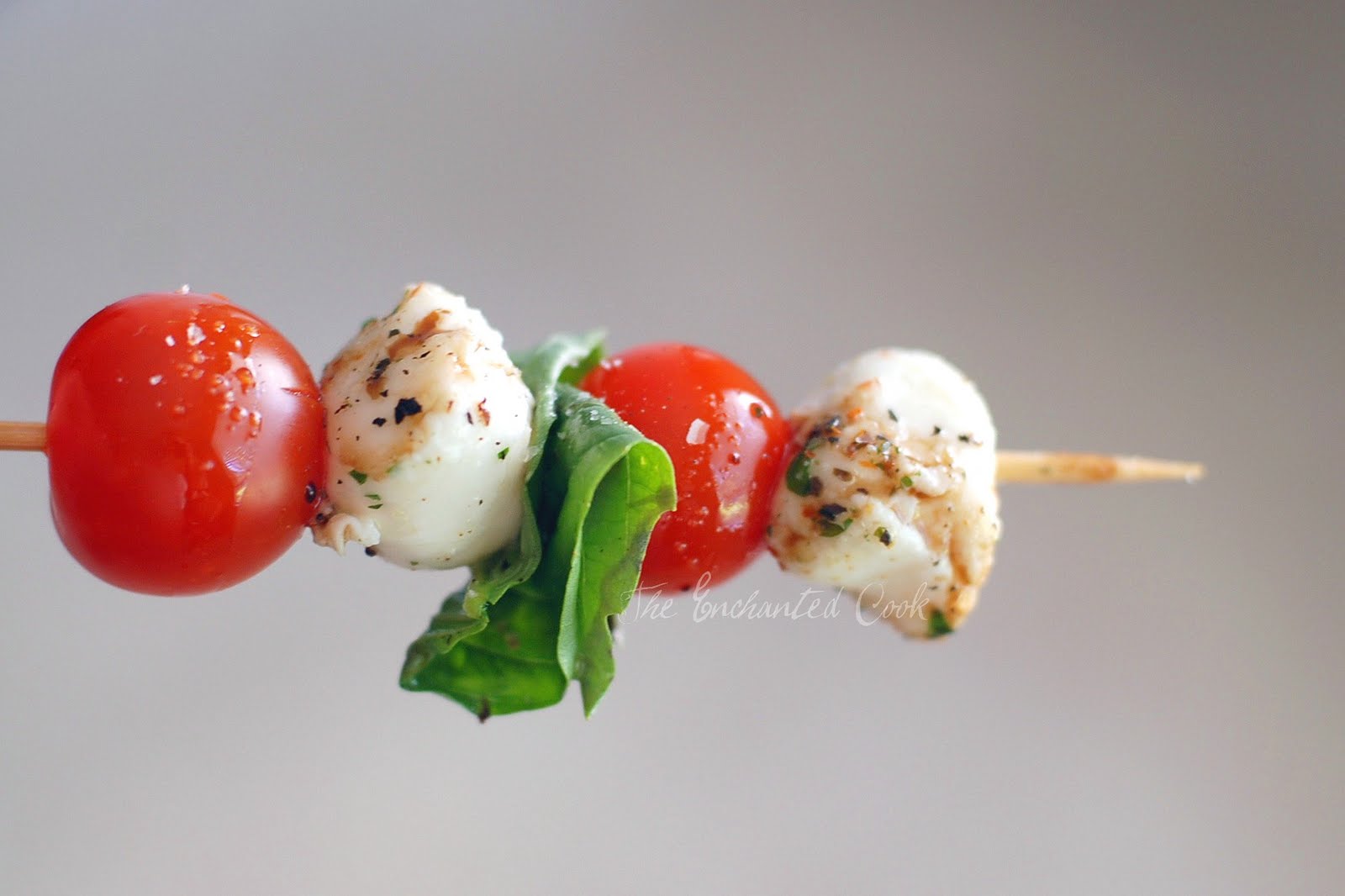 The Enchanted Cook Tomato Mozzarella Skewers