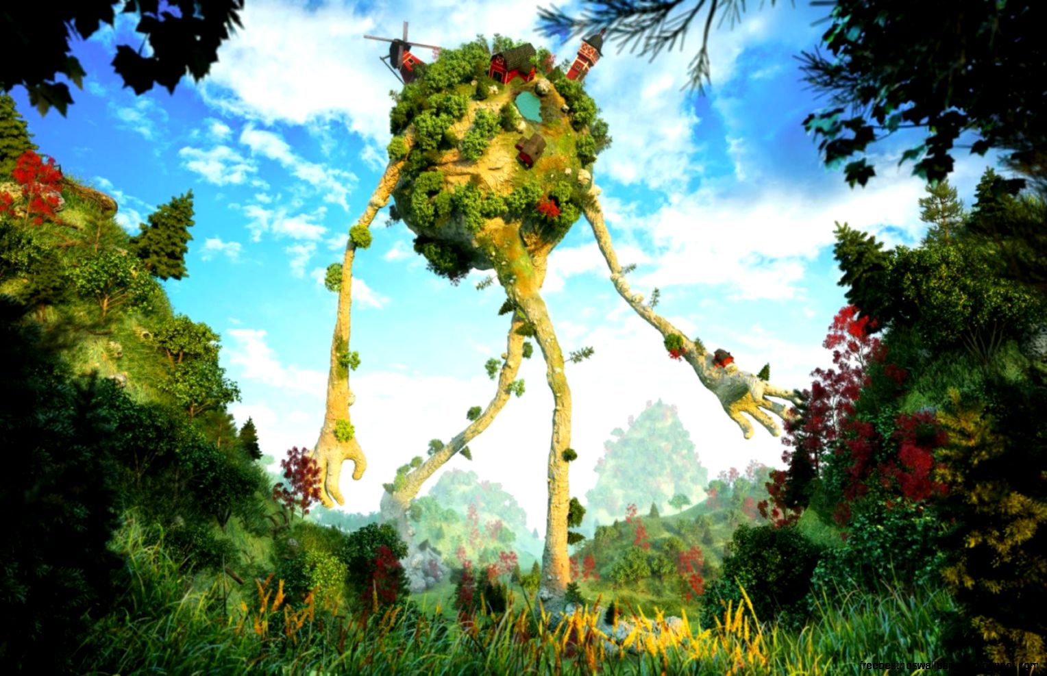 Forests surreal fantasy art barn farm wallpaper  46711