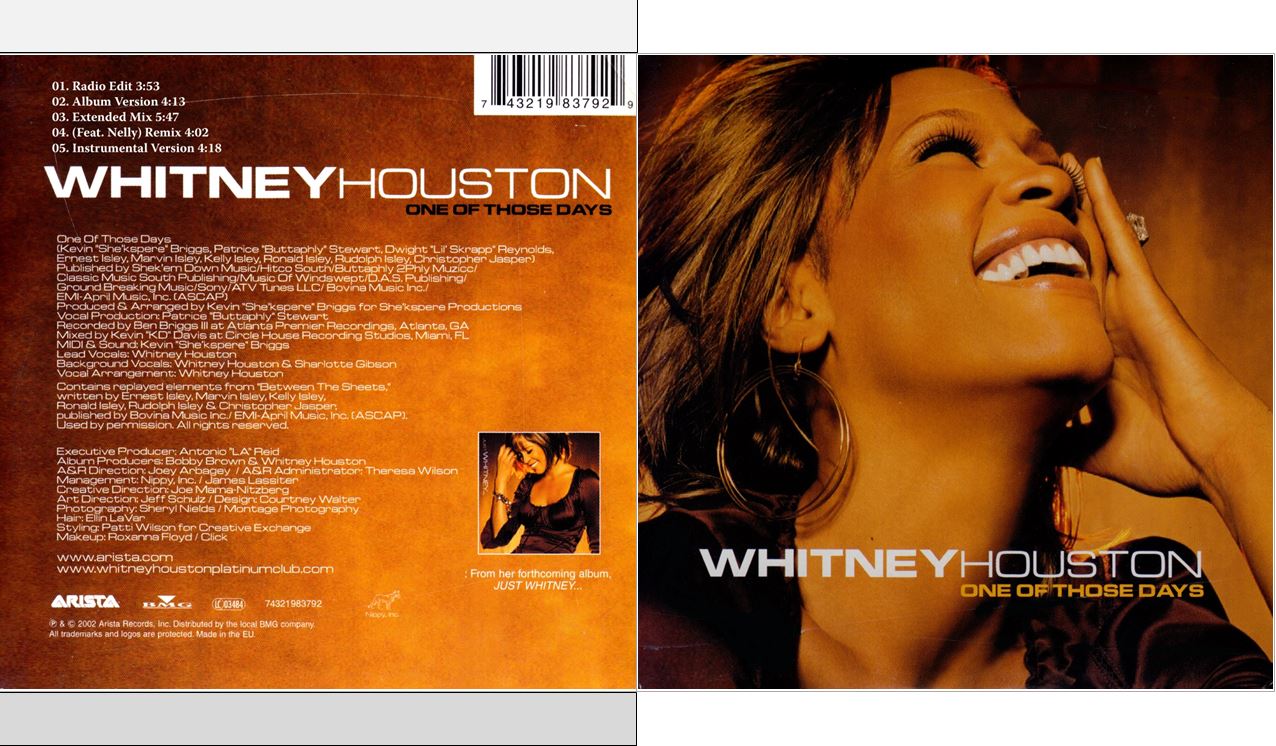 MUSICOLLECTION WHITNEY HOUSTON One Of Those Days CDSINGLE 2002