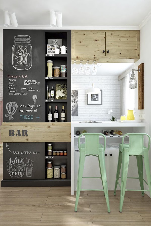 Un estudio con decoración low cost