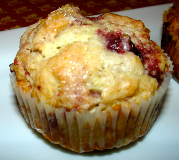 Mystery Lovers' Kitchen Raspberry Sour Cream Muffins