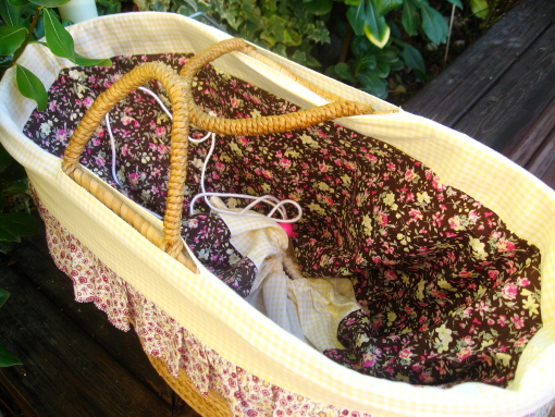 Capazo de paja forrado con tela