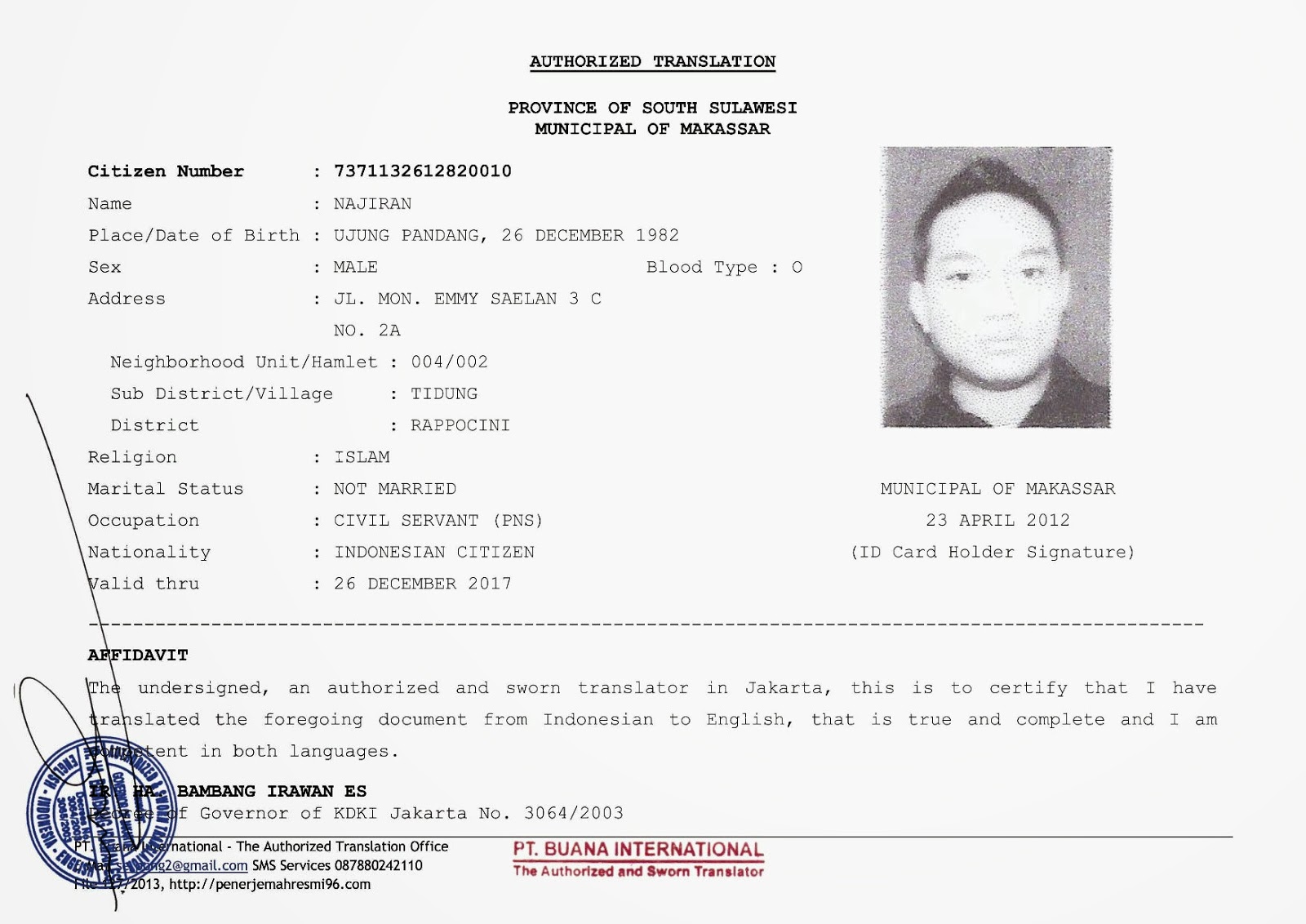 Penerjemah Resmi Bahasa Arab Contoh Terjemahan