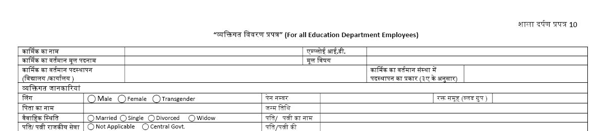 raj shiksha employee profile details format 10 employee profile format