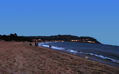 evening beach scene