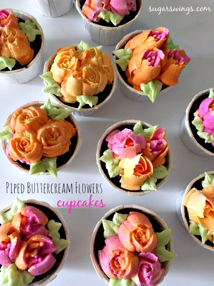 Sugar Swings! Serve Some Piped Buttercream Flower Cupcakes (made with