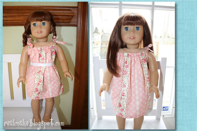 American Girl Doll pattern to make a darling drawstring dress. #AmericanGirlDoll #Sewing #RealCoake