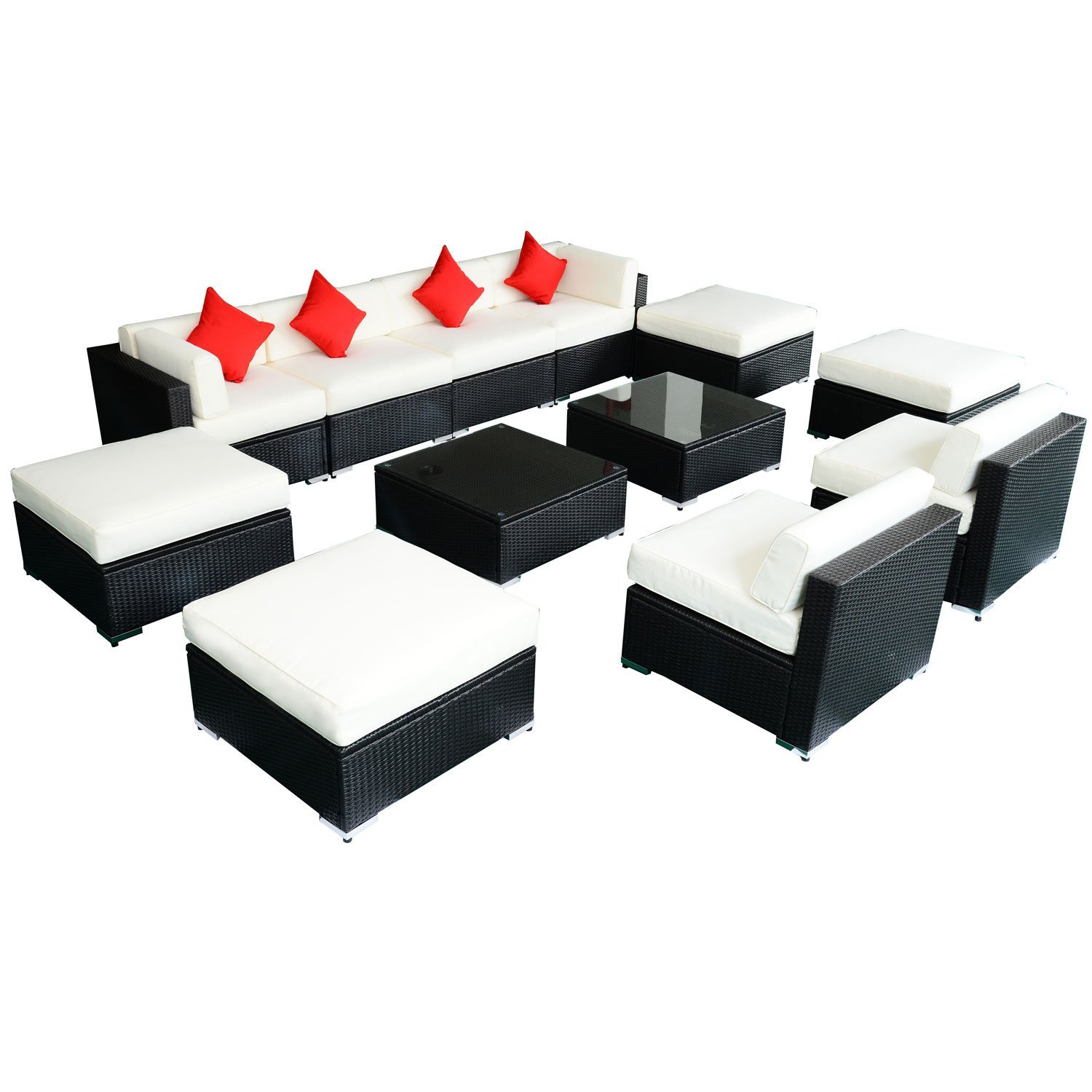 outsunny 12 pc outdoor deluxe rattan sofa sectional patio furniture sofa set outdoor patio outsunny 12 pc outdoor deluxe rattan sofa sectional patio furniture sofa set outdoor patio