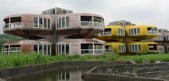 Sanzhi UFO houses, also known as the Sanzhi pod houses or Sanzhi Pod City, were a set of abandoned pod-shaped buildings in Sanzhi District, New Taipei City, Taiwan. The buildings resembled Futuro houses, some examples of which can be found elsewhere in Taiwan. The site where the buildings were located was owned by Hung Kuo Group.