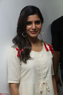 Samantha Ruth Prabhu Smiling Beauty in White Dress Launches VCare Clinic 15 June 2017 010