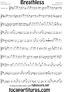Partitura de Breathless para Saxo Soprano Partitura de The Corrs (Music Scores Breathless  Sheet Music for Soprano Sax)
