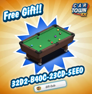 Car+Town+EX+Free+Gift+Code+Pool+Table